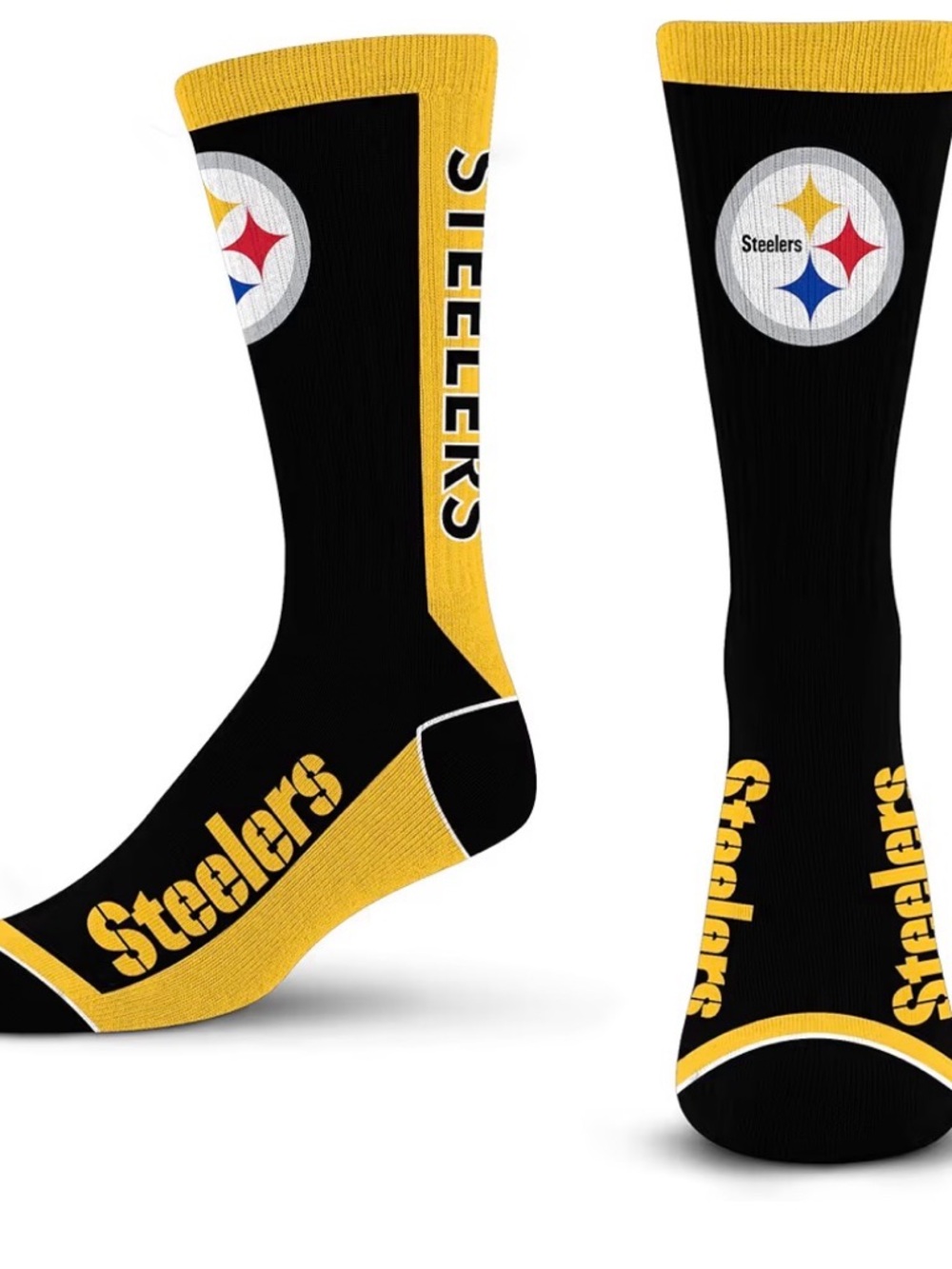 Pittsburgh Steelers Men’s Black & Gold Crew Socks Size XL